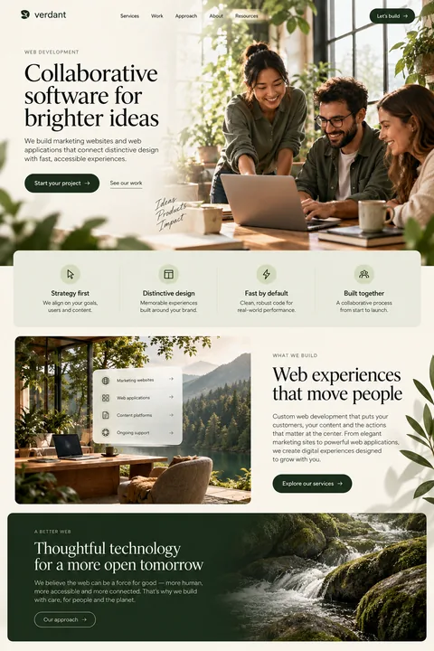 Original collaborative software landing-page concept with a midnight-blue product dashboard