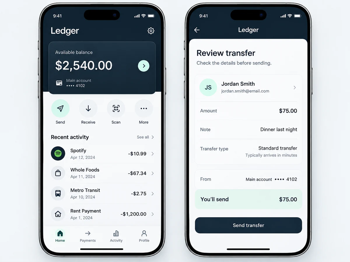 Ledger detailed interface design showing the next step in transaction clarity