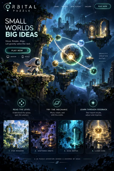 Original orbital puzzle interface concept illustrating 2d game development