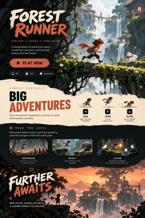 Original forest runner interface concept illustrating 2d game development