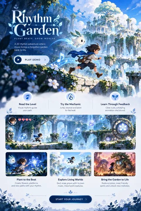 Original rhythm garden interface concept illustrating 2d game development