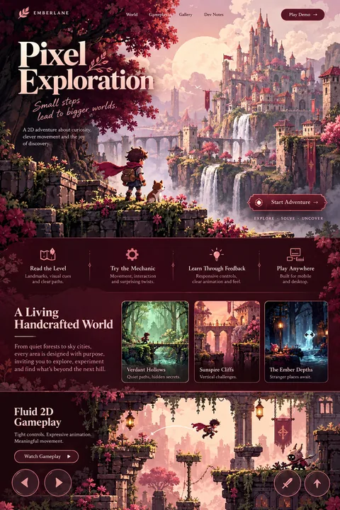 Original pixel exploration interface concept illustrating 2d game development