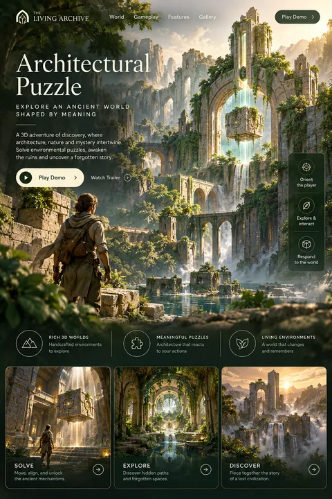 Original architectural puzzle interface concept illustrating 3d game development