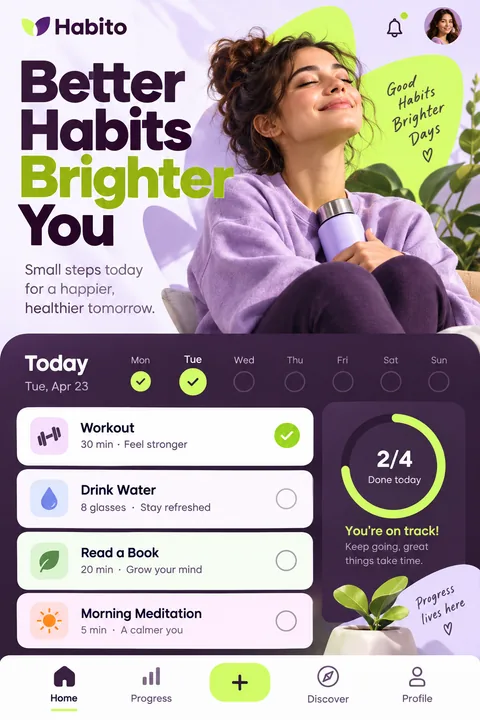 Original habit planner interface concept illustrating android app development