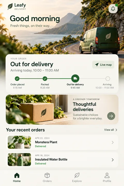 Original delivery updates interface concept illustrating android app development