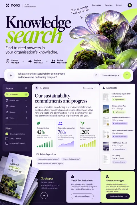 Original knowledge search interface concept illustrating artificial intelligence