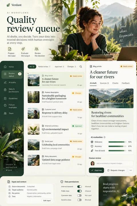 Original quality review queue interface concept illustrating artificial intelligence