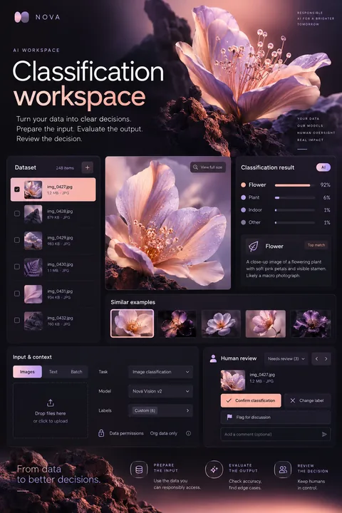 Original classification workspace interface concept illustrating artificial intelligence