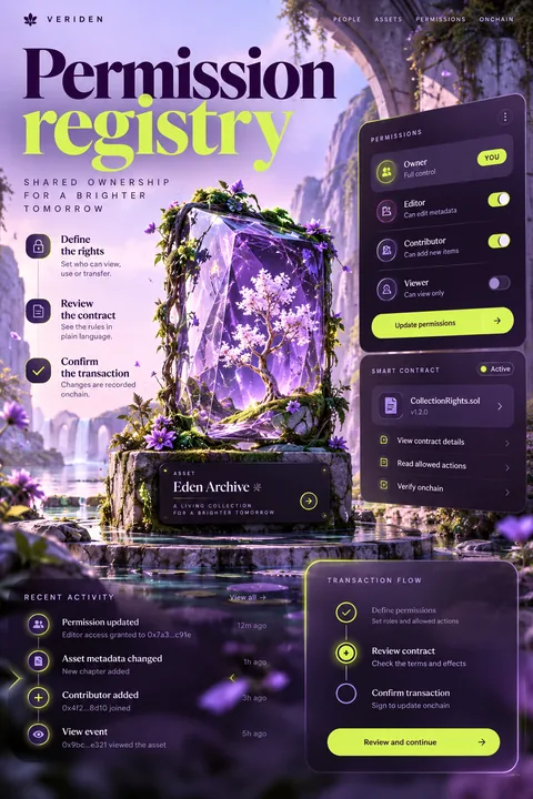 Original permission registry interface concept illustrating blockchain development