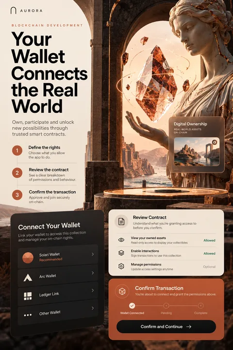 Original wallet connection interface concept illustrating blockchain development