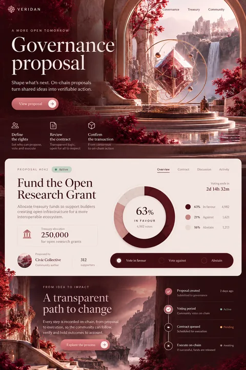 Original governance proposal interface concept illustrating blockchain development