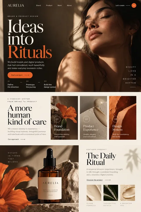 Original editorial brand interface concept illustrating brand & product design