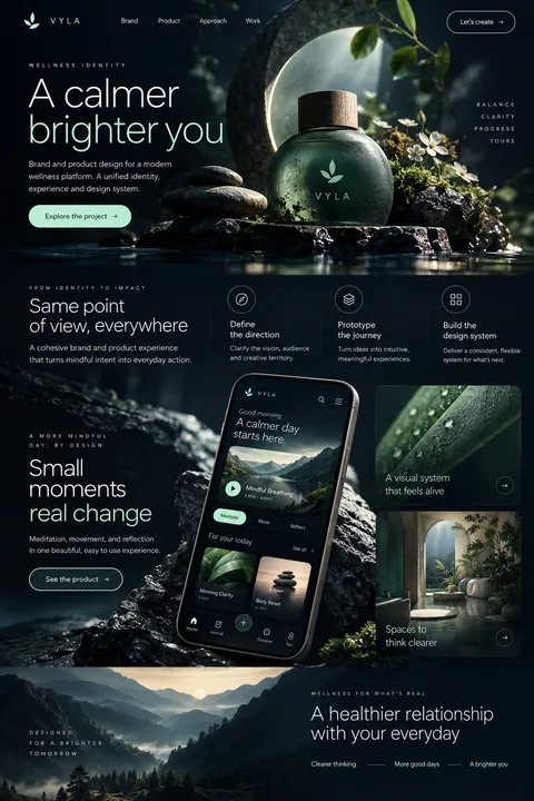 Original wellness identity interface concept illustrating brand & product design