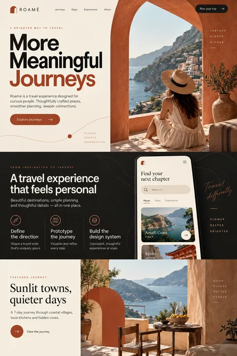 Original travel experience interface concept illustrating brand & product design