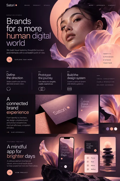 Original creative studio interface concept illustrating brand & product design
