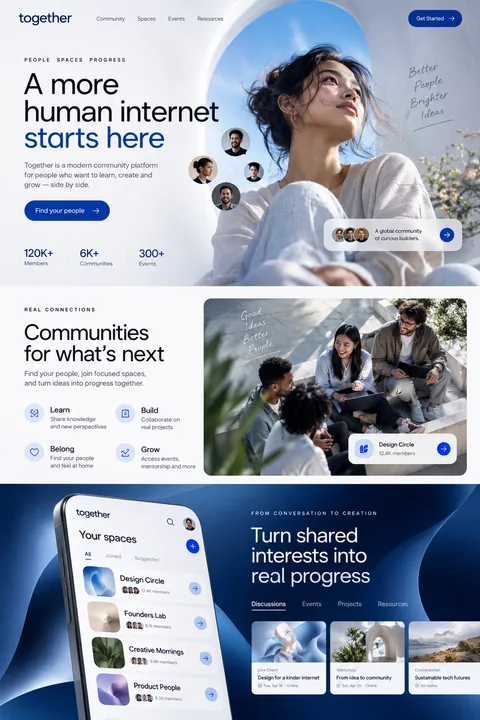 Original community product interface concept illustrating brand & product design