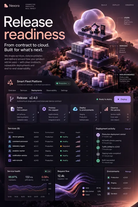Original release readiness interface concept illustrating cloud application development