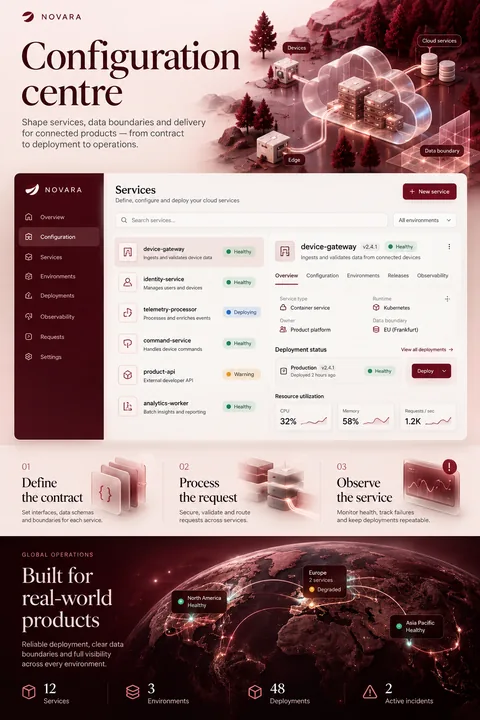 Original configuration centre interface concept illustrating cloud application development
