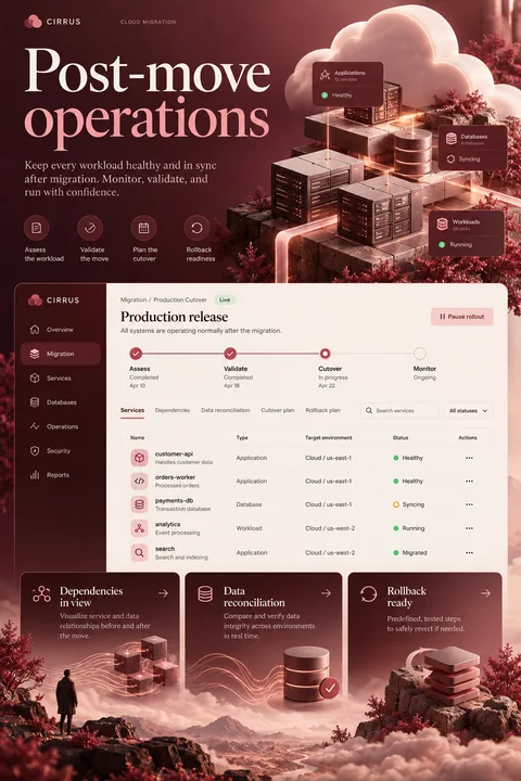 Original post-move operations interface concept illustrating cloud migration