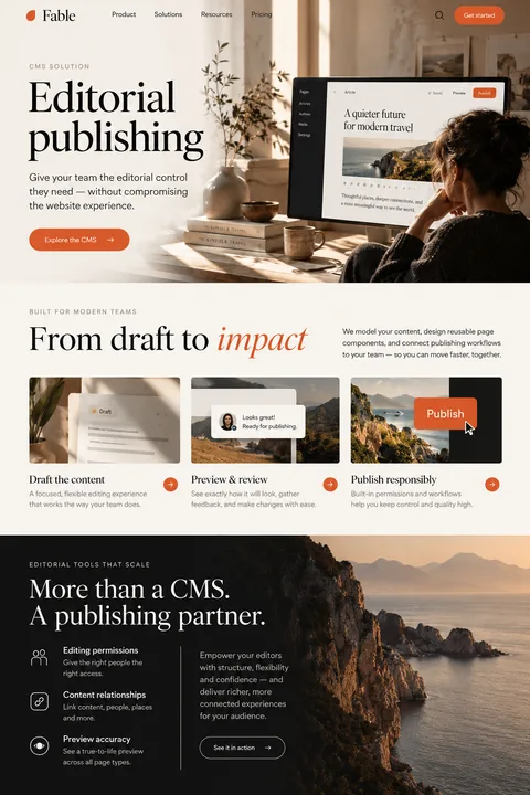 Original editorial publishing interface concept illustrating cms solution
