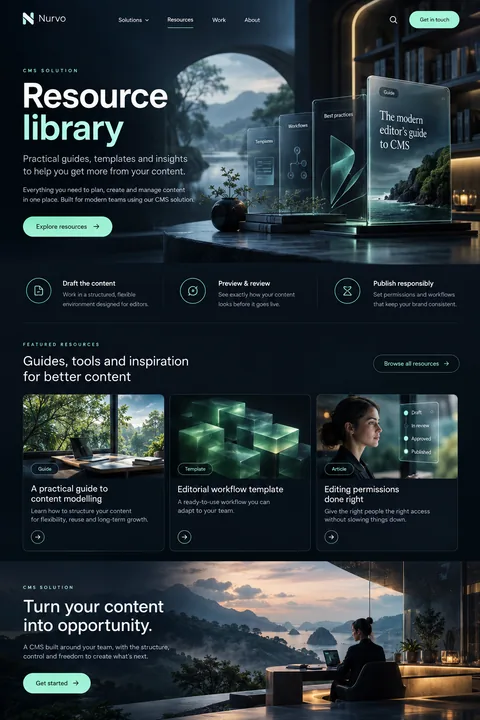 Original resource library interface concept illustrating cms solution