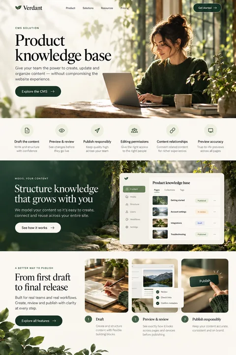 Original product knowledge base interface concept illustrating cms solution