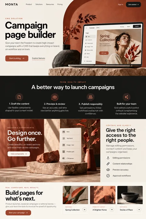 Original campaign page builder interface concept illustrating cms solution