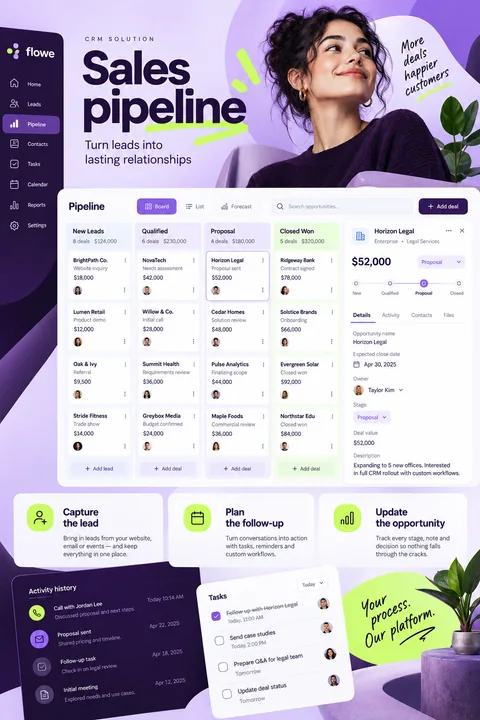 Original sales pipeline interface concept illustrating crm solution