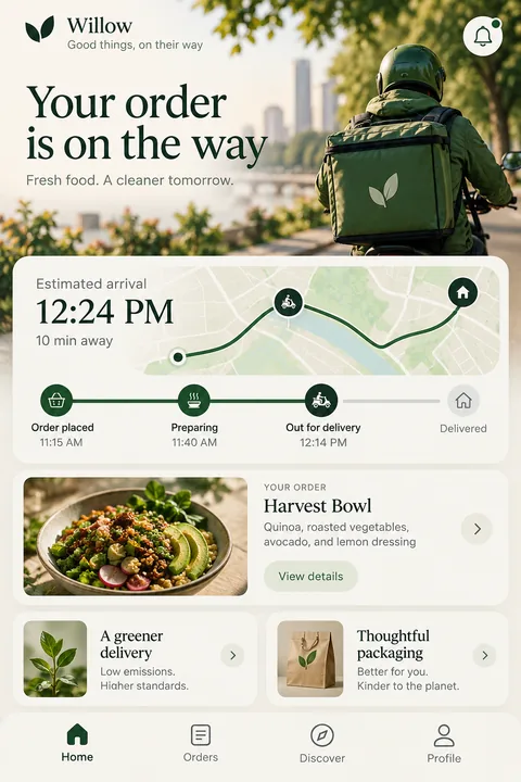 Original order tracking interface concept illustrating cross platform app development
