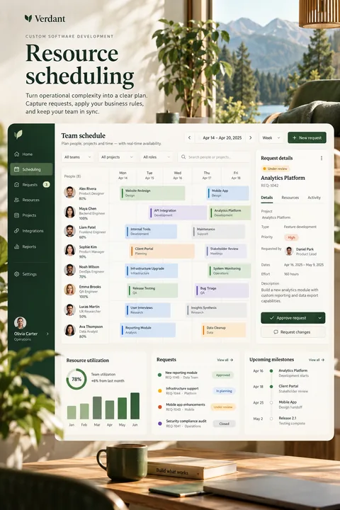 Original resource scheduling interface concept illustrating custom software development