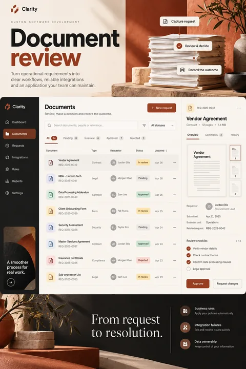 Original document review interface concept illustrating custom software development