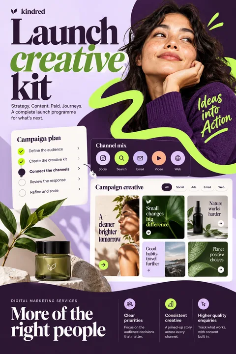 Original launch creative kit interface concept illustrating digital marketing services
