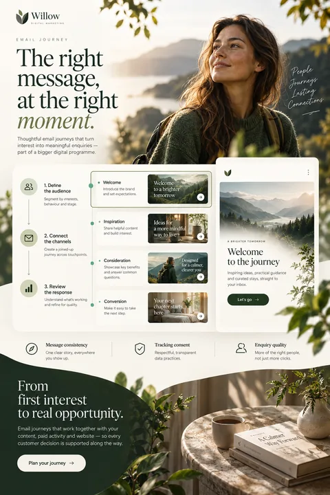 Original email journey interface concept illustrating digital marketing services