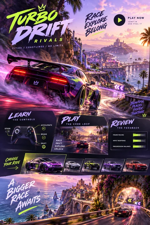 Original arcade racer interface concept illustrating game development
