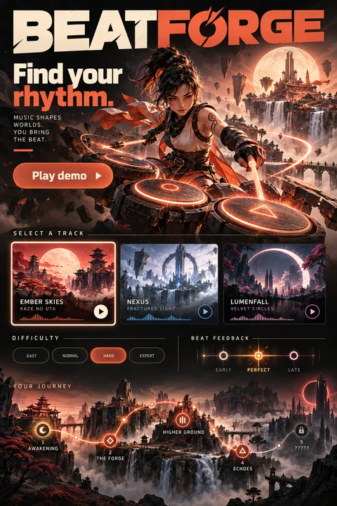 Original rhythm challenge interface concept illustrating game development