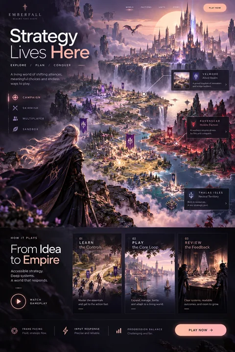 Original strategy map interface concept illustrating game development