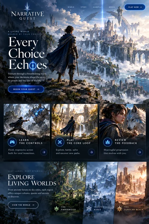 Original narrative quest interface concept illustrating game development