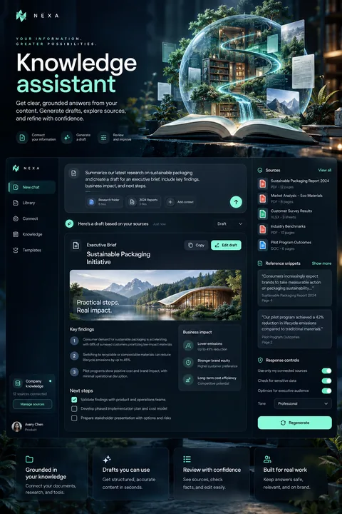 Original knowledge assistant interface concept illustrating generative ai