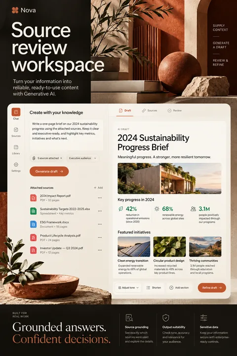 Original source review workspace interface concept illustrating generative ai