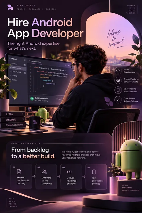 Original build preparation interface concept illustrating hire android app developer