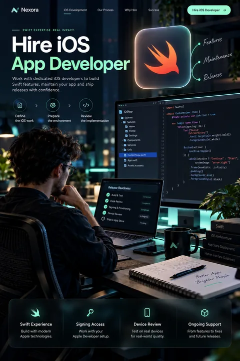Original swift feature board interface concept illustrating hire ios app developer