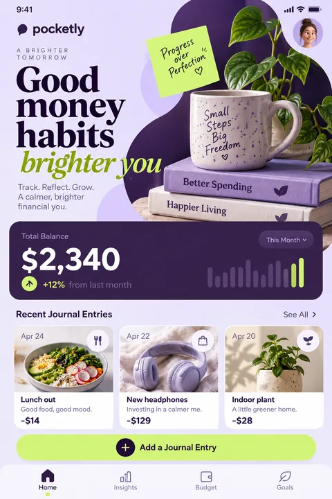 Original personal finance journal interface concept illustrating ios app development