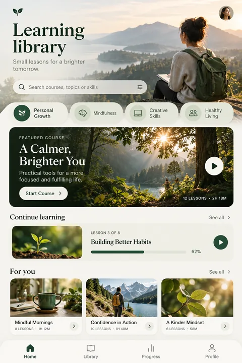 Original learning library interface concept illustrating ios app development