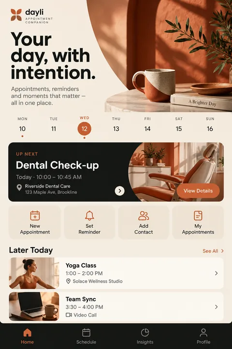 Original appointment companion interface concept illustrating ios app development