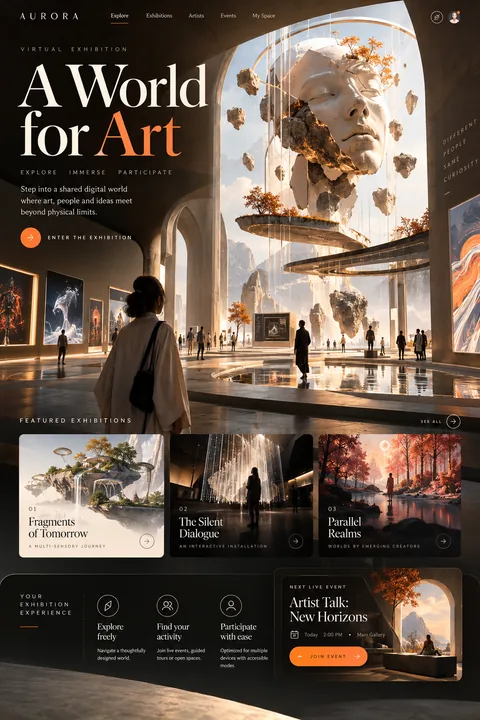 Original virtual exhibition interface concept illustrating metaverse development
