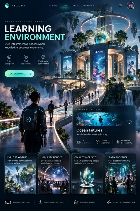 Original learning environment interface concept illustrating metaverse development
