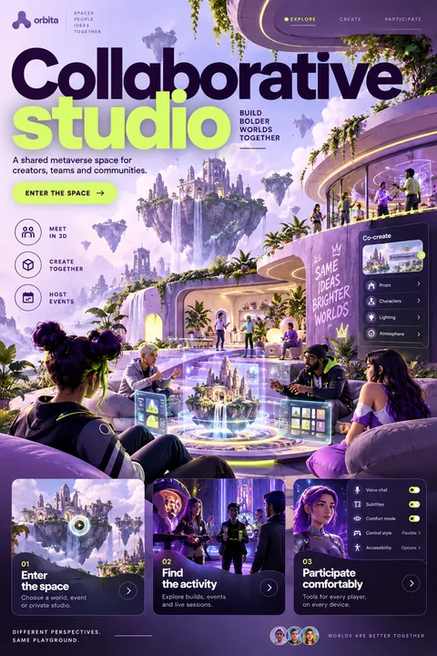 Original collaborative studio interface concept illustrating metaverse development