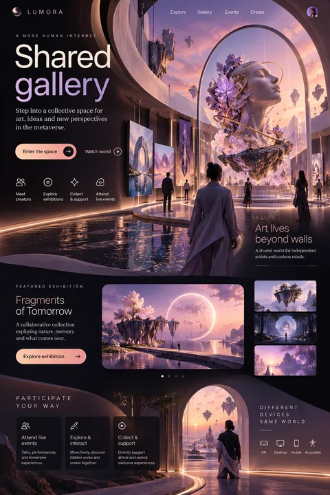 Original shared gallery interface concept illustrating metaverse development