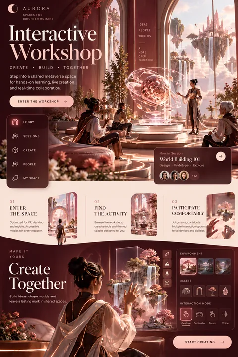 Original interactive workshop interface concept illustrating metaverse development