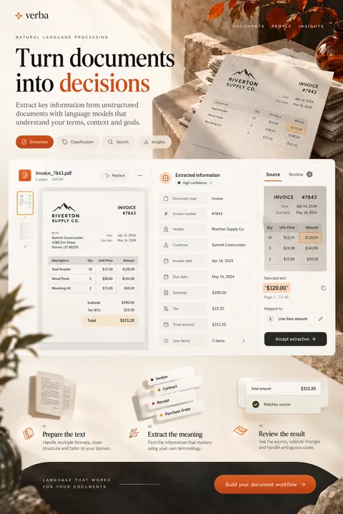 Original document extraction interface concept illustrating natural language processing